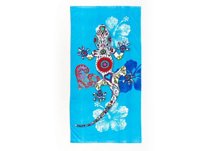 Telo Mare Grande 100x180 Spugna Spiaggia Piscina Maui Fantasy Geko D18